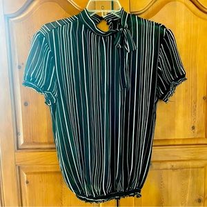 Black and white striped blouse